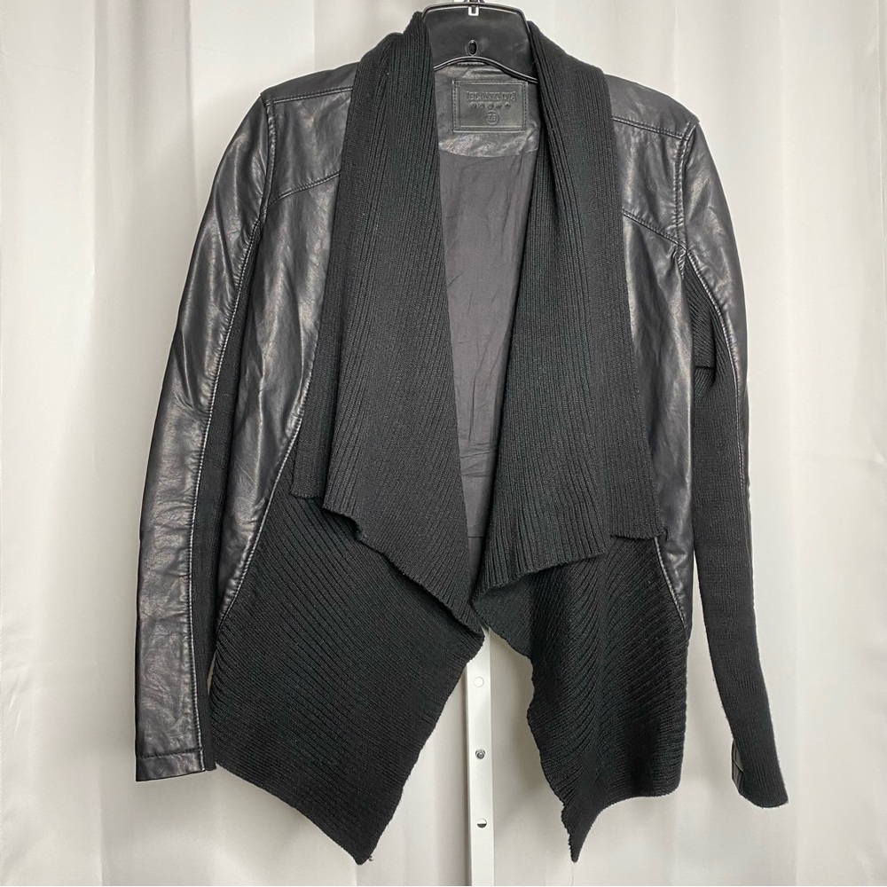 🏷️BLANK NYC Black Vegan Leather & Knit Moto Jacket — XS